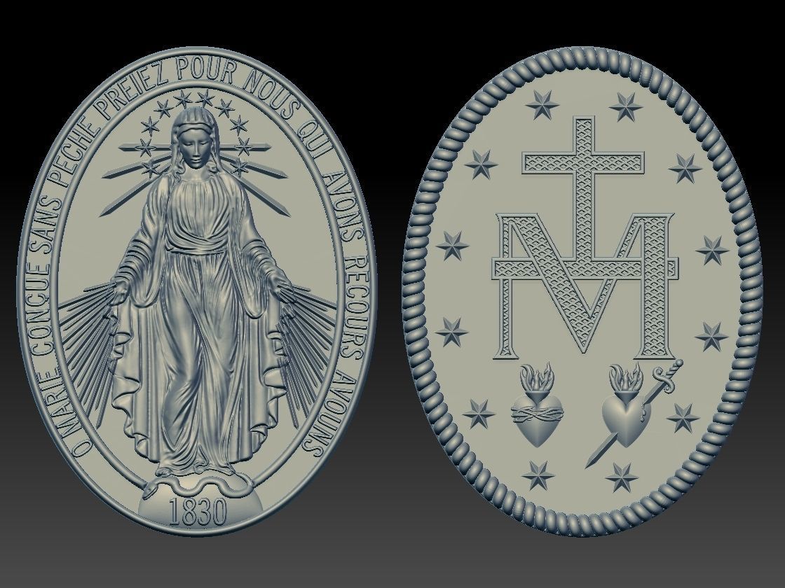 Our Lady Virgin Mary Milagrosa Miraculous Medal 3D print model_1