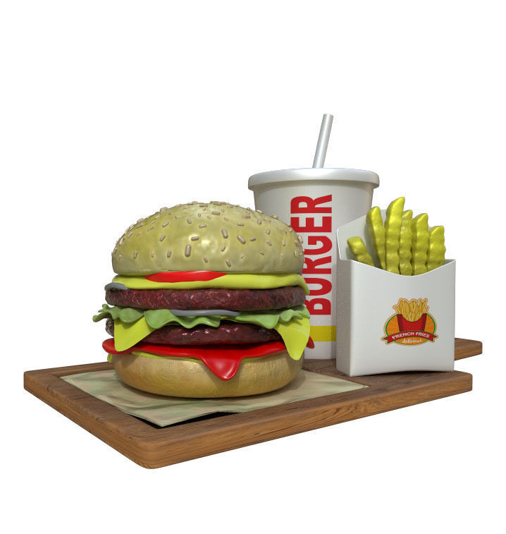 Double Burger 3D model_1