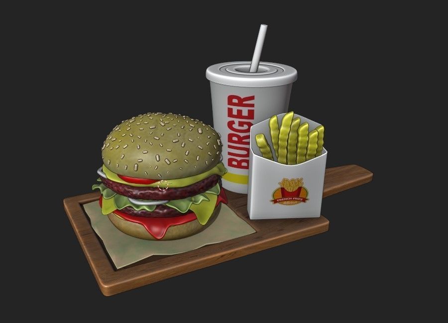Double Burger 3D model_4