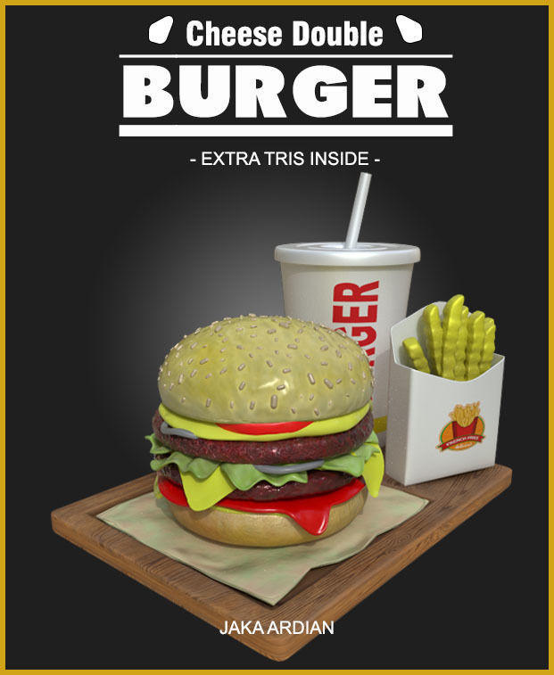 Double Burger 3D model_12