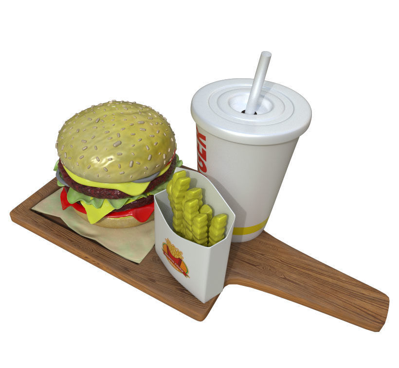 Double Burger 3D model_2