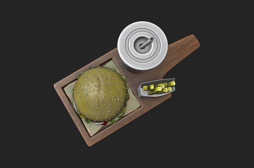 Double Burger 3D model_7