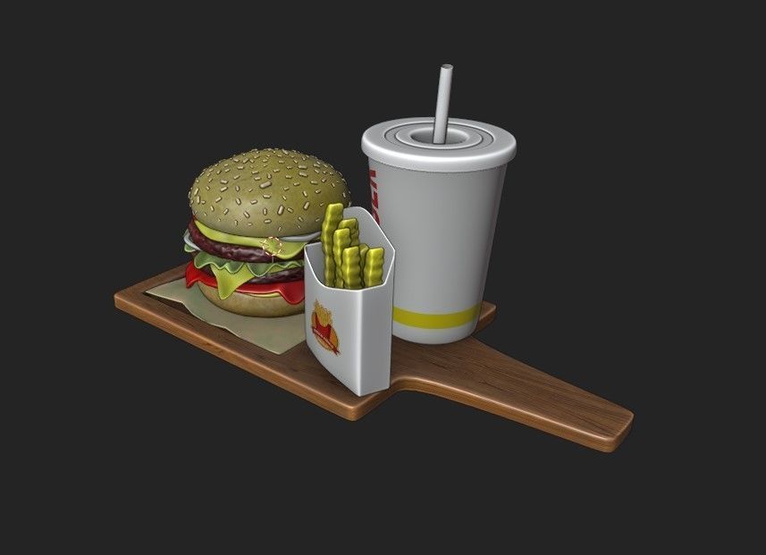 Double Burger 3D model_6