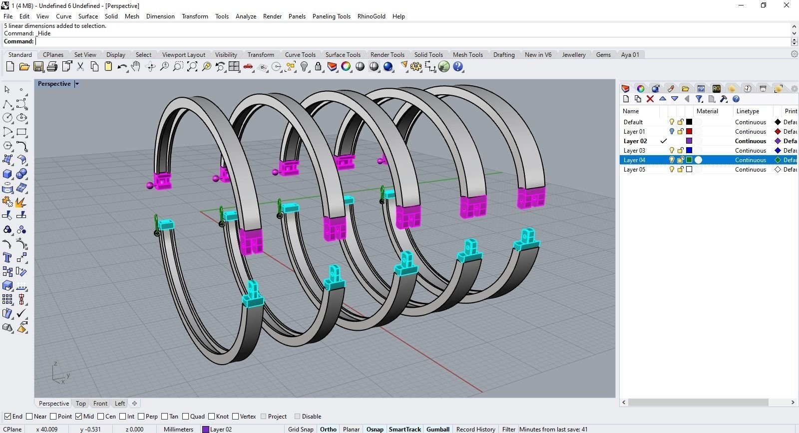 Hinge and lock bracelet 3D print model_7