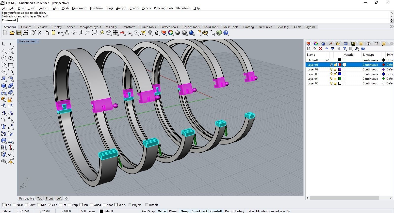 Hinge and lock bracelet 3D print model_13