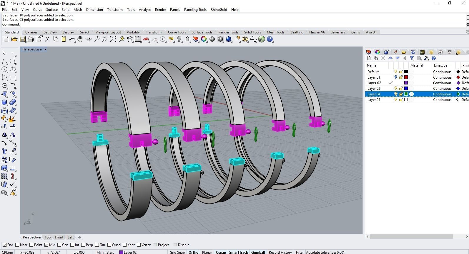 Hinge and lock bracelet 3D print model_12