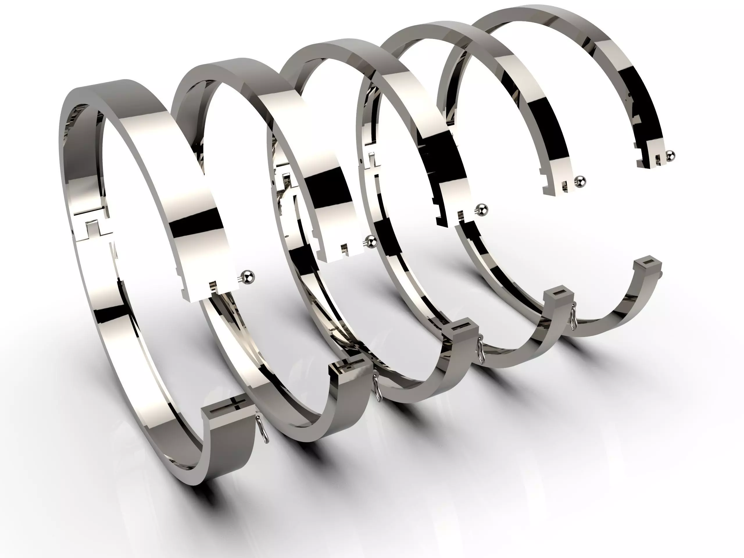 Hinge and lock bracelet 3D print model_0