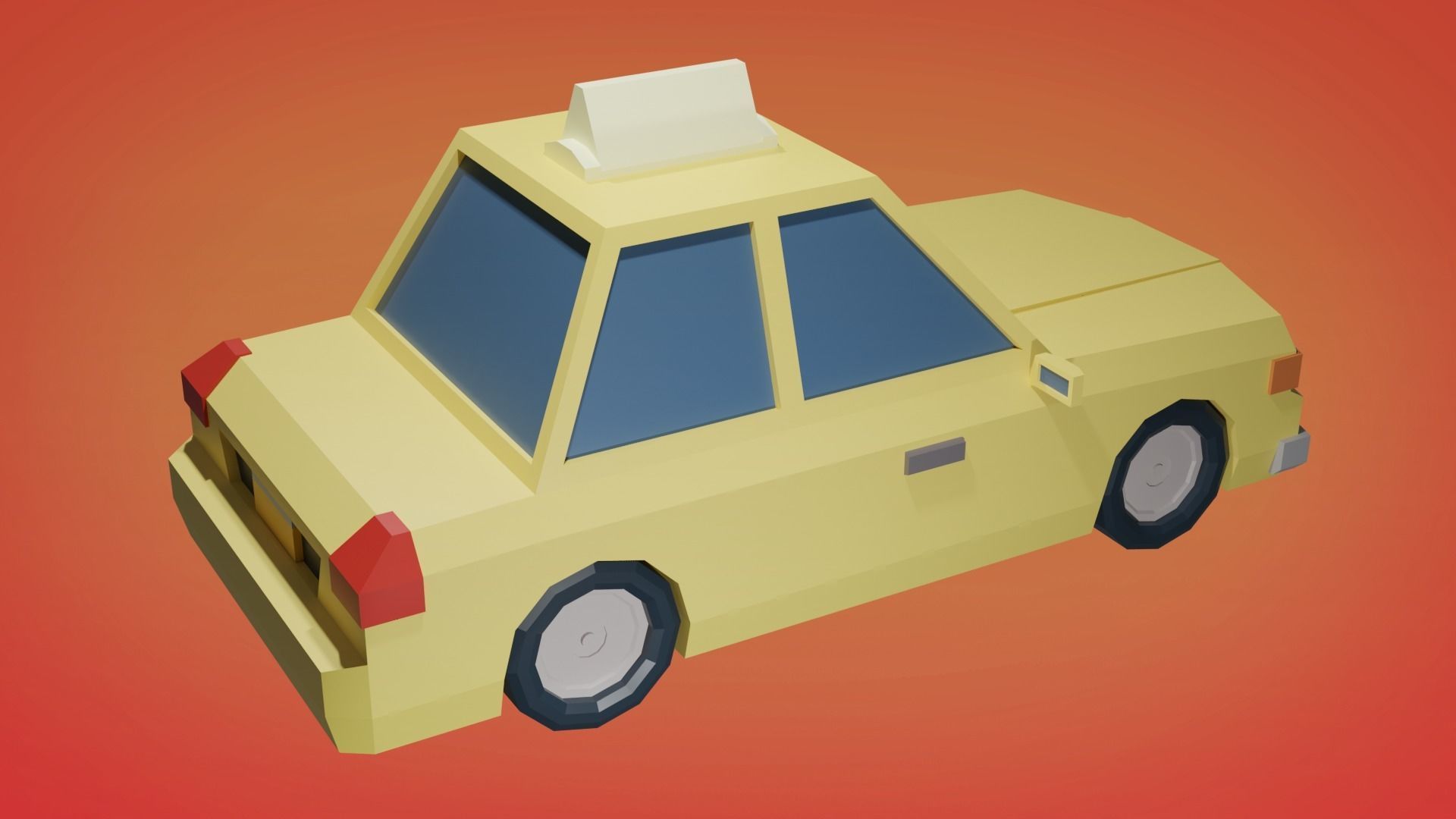 Stylized Taxi Cab Car Low-poly 3D model_1
