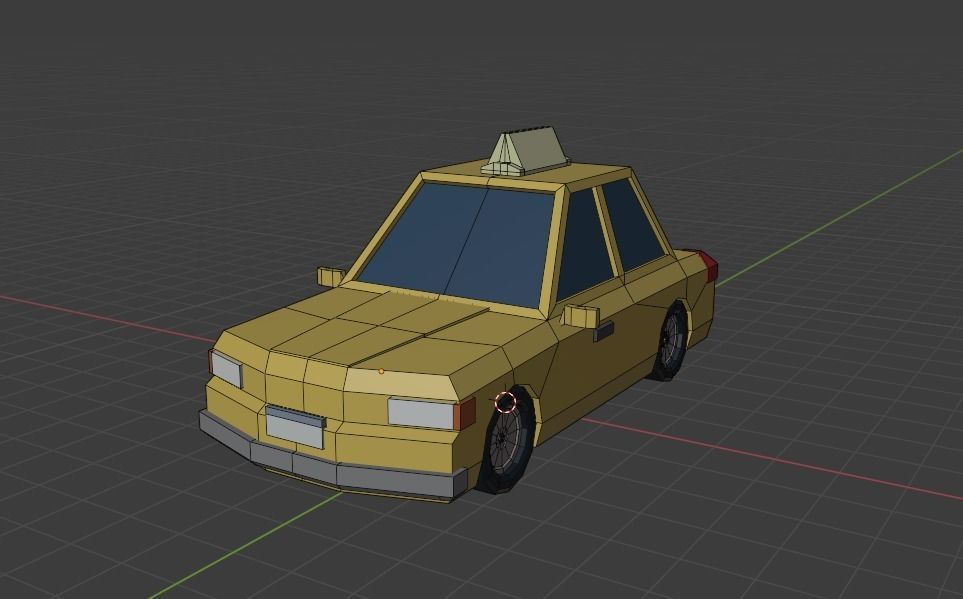 Stylized Taxi Cab Car Low-poly 3D model_3
