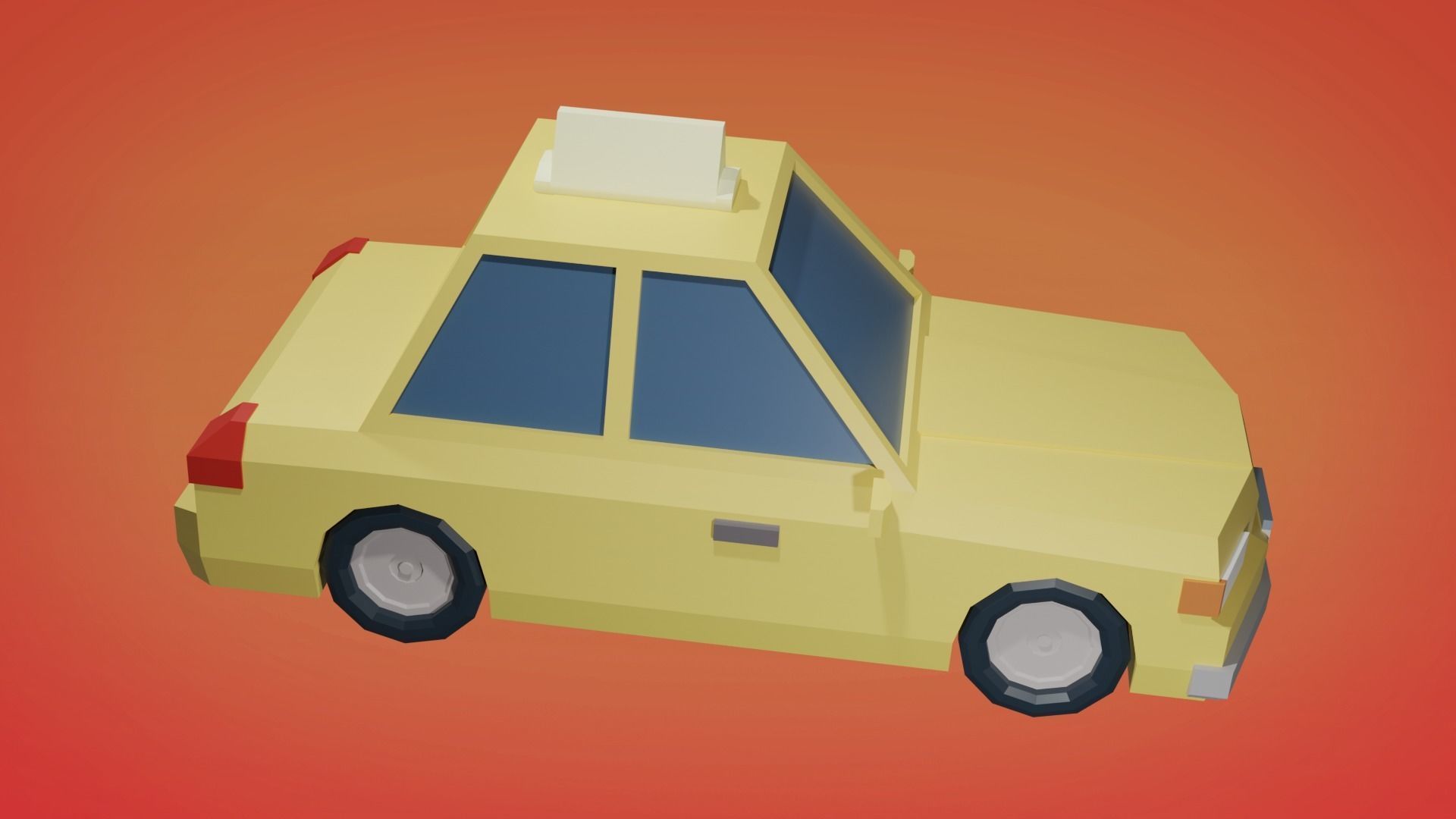 Stylized Taxi Cab Car Low-poly 3D model_2