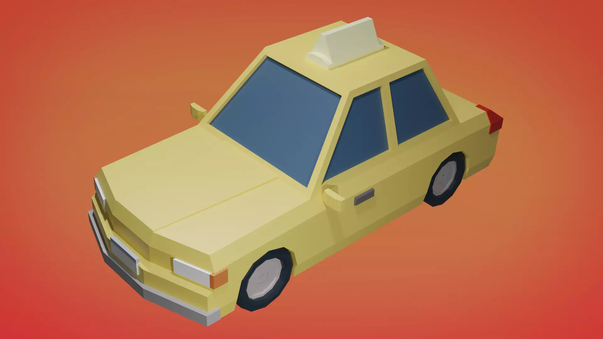 Stylized Taxi Cab Car Low-poly 3D model_0