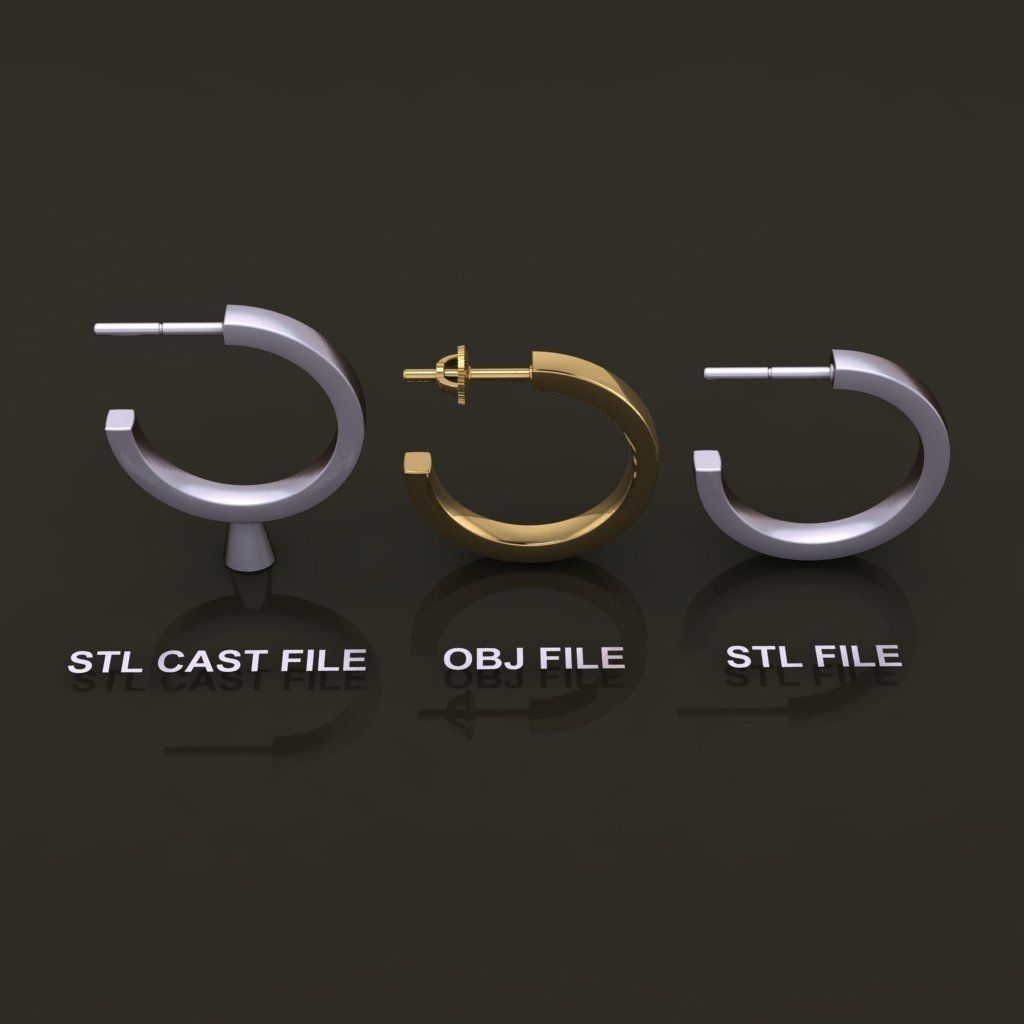 Earring Hoop Box Opened Back 15mm inside Width 3D print model_2