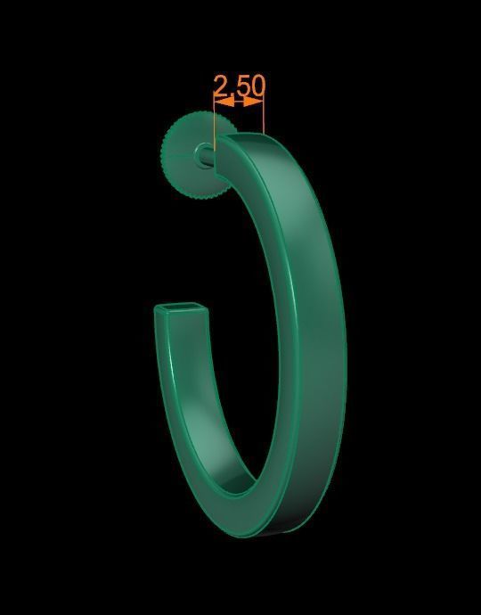 Earring Hoop Box Opened Back 15mm inside Width 3D print model_10