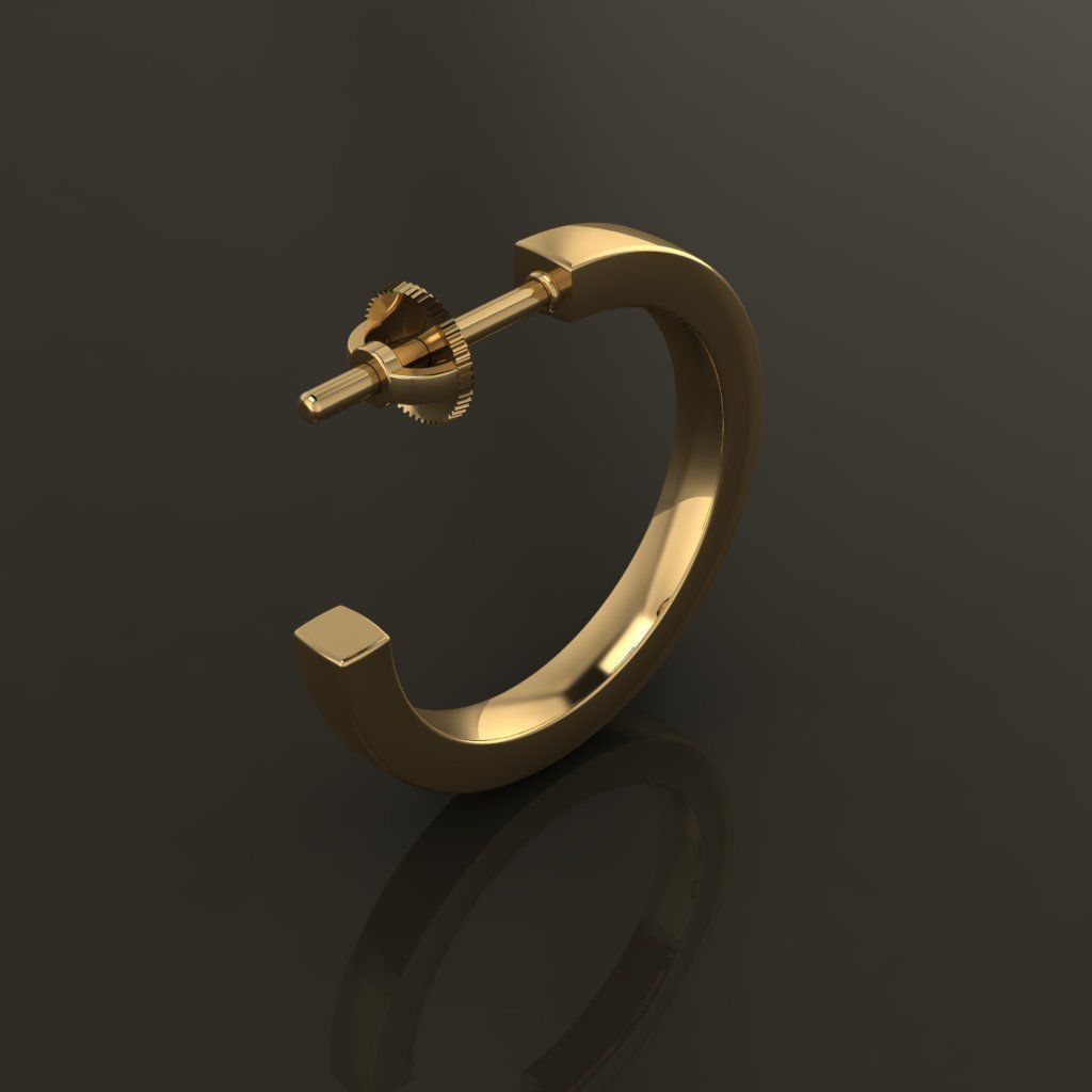 Earring Hoop Box Opened Back 15mm inside Width 3D print model_4