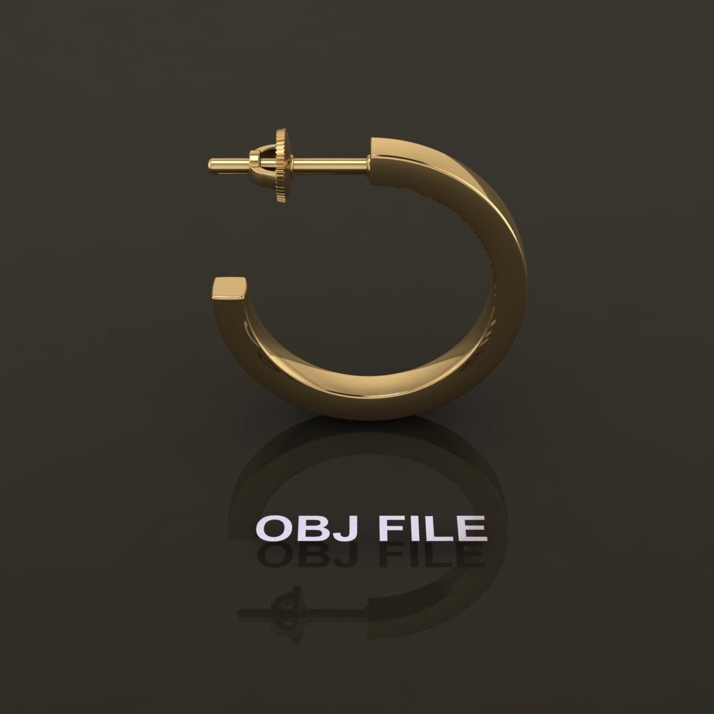 Earring Hoop Box Opened Back 15mm inside Width 3D print model_6