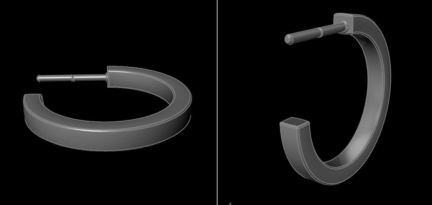 Earring Hoop Box Opened Back 15mm inside Width 3D print model_14