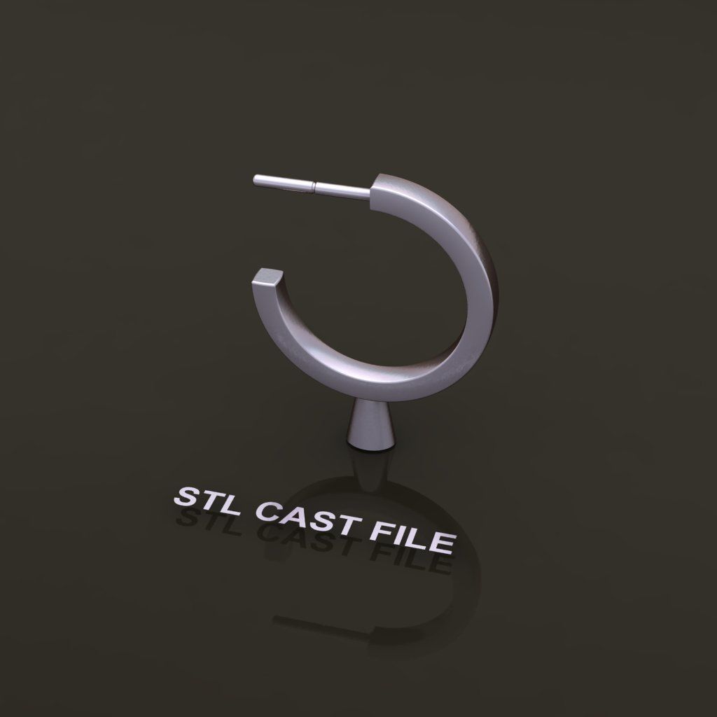 Earring Hoop Box Opened Back 15mm inside Width 3D print model_8