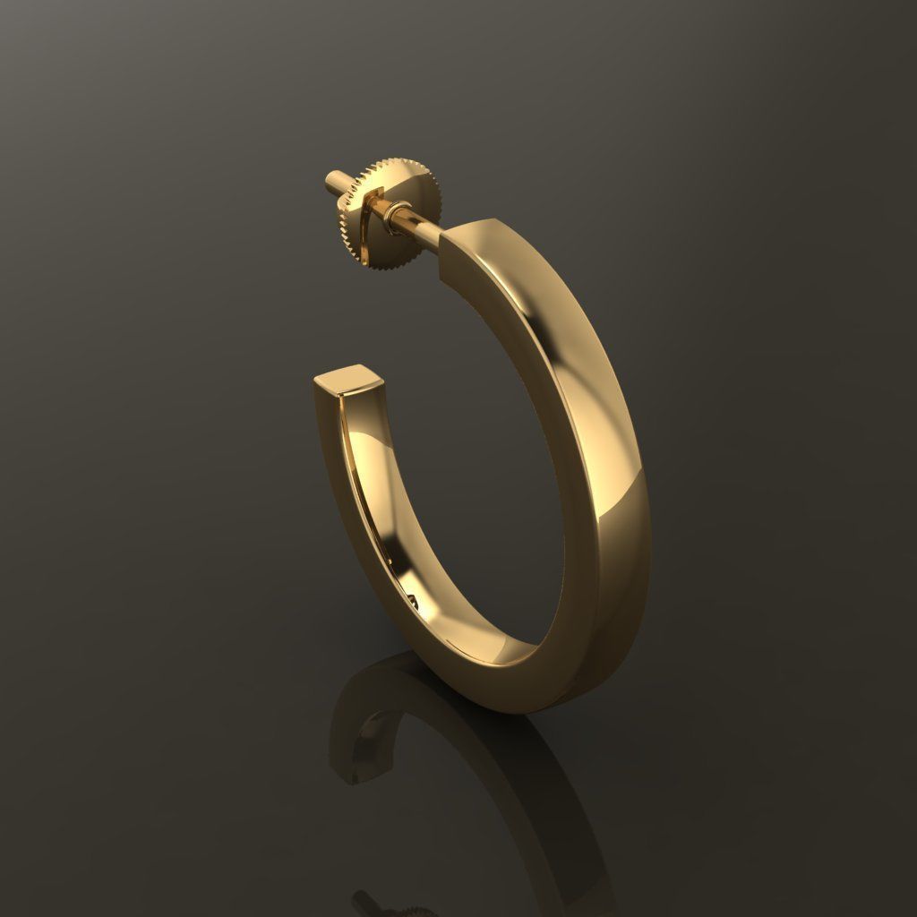 Earring Hoop Box Opened Back 15mm inside Width 3D print model_5