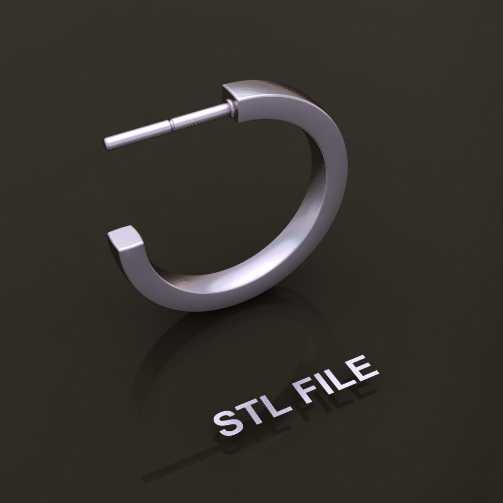 Earring Hoop Box Opened Back 15mm inside Width 3D print model_7