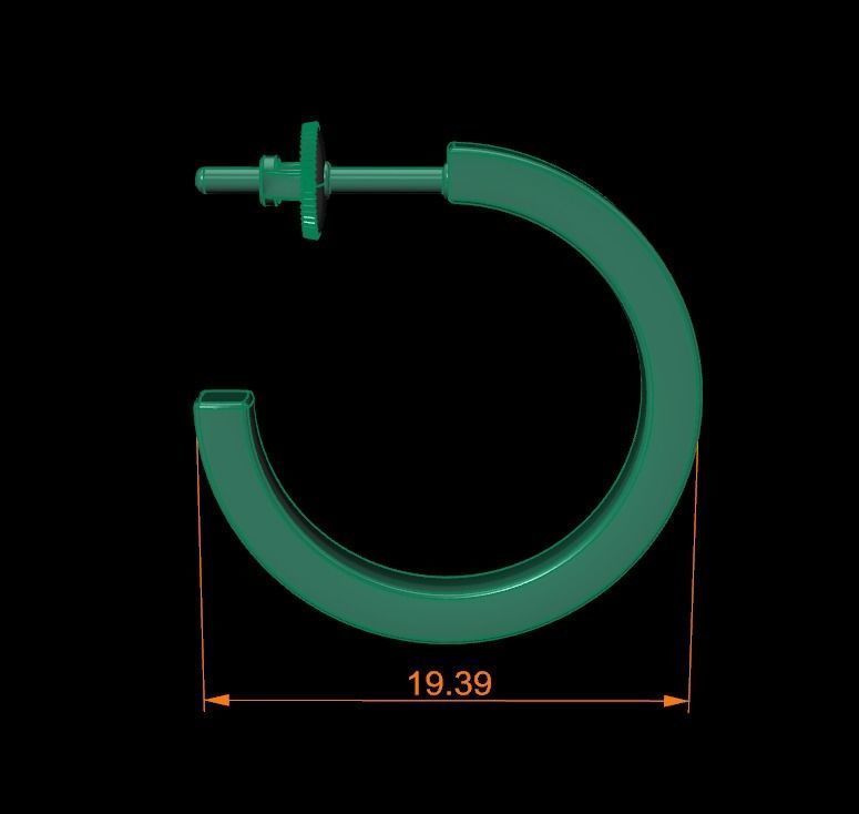 Earring Hoop Box Opened Back 15mm inside Width 3D print model_9