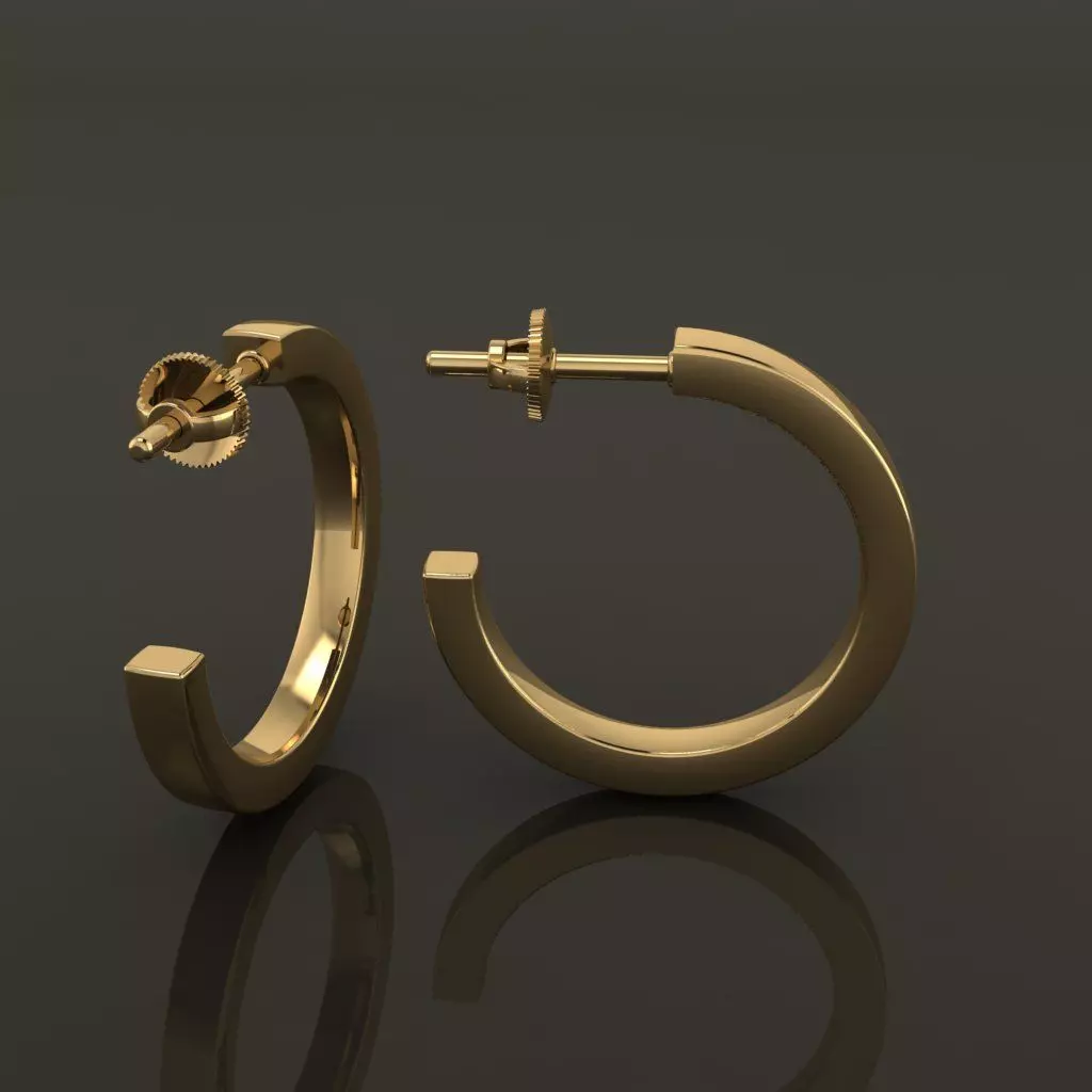 Earring Hoop Box Opened Back 15mm inside Width 3D print model_0