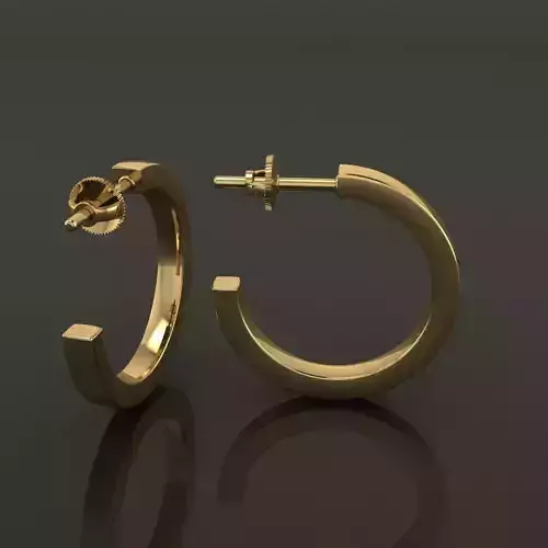 Earring Hoop Box Opened Back 15mm inside Width 3D print model