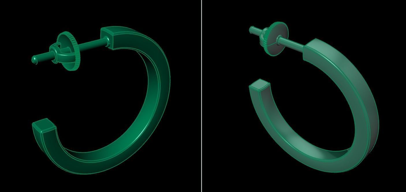 Earring Hoop Box Opened Back 15mm inside Width 3D print model_13