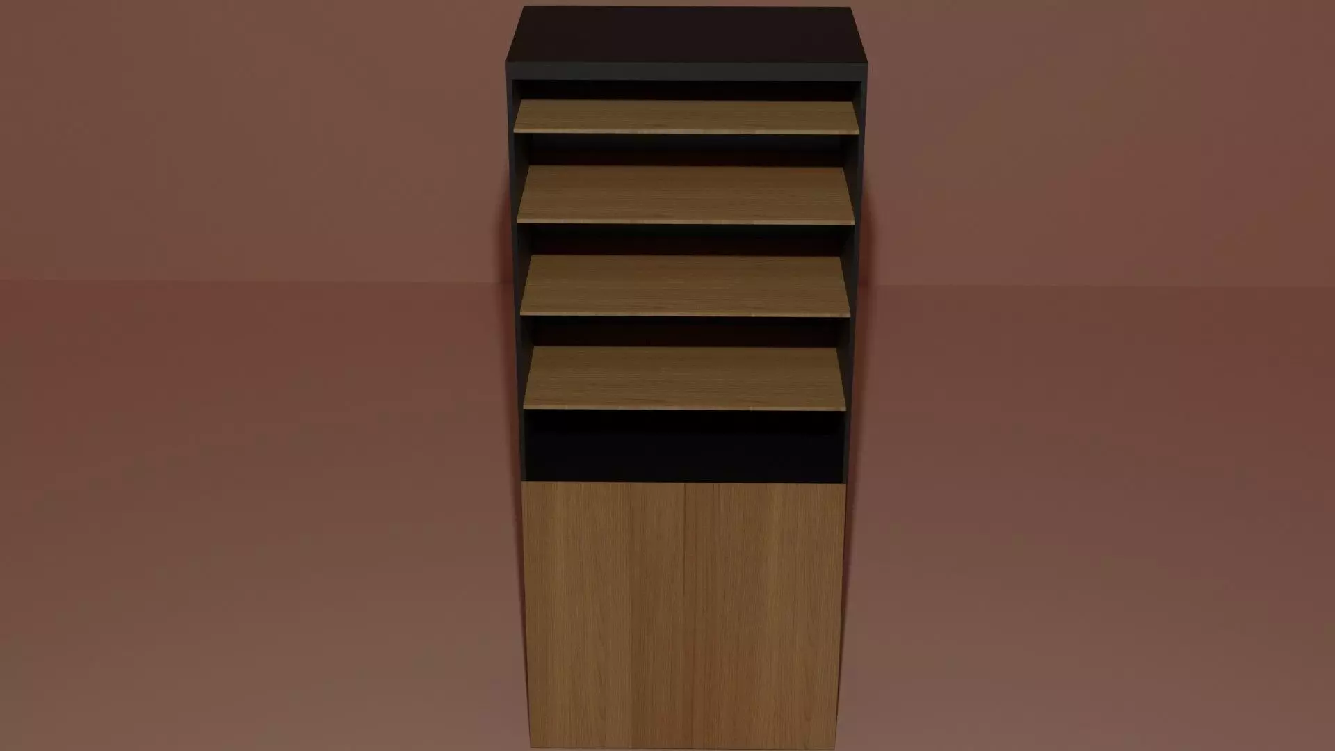 shelving bookcase with four shelves Low-poly 3D model_0