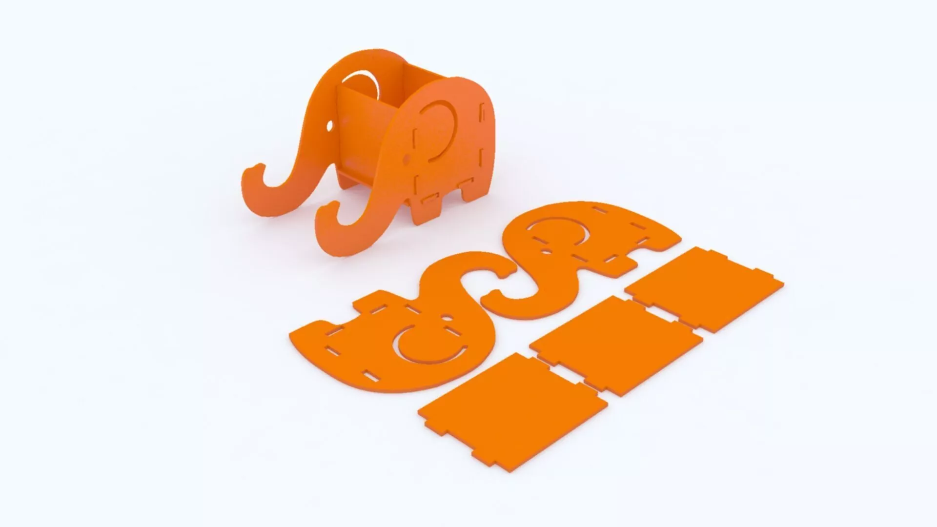 Elephant Shape Mobile Holder and Container Puzzle 3D print model