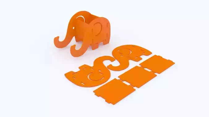 Elephant Shape Mobile Holder and Container Puzzle 3D print model