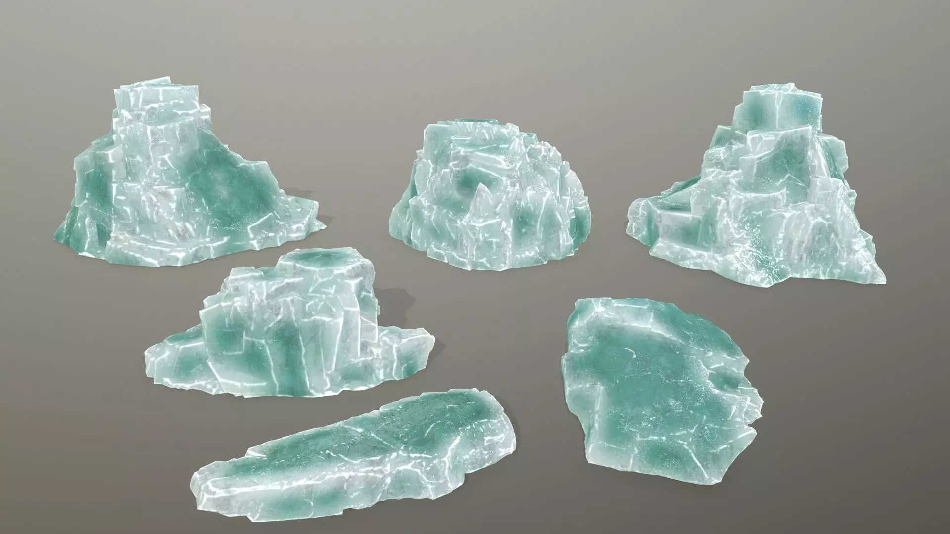 Rock Set quartz crystal Low-poly 3D model_0