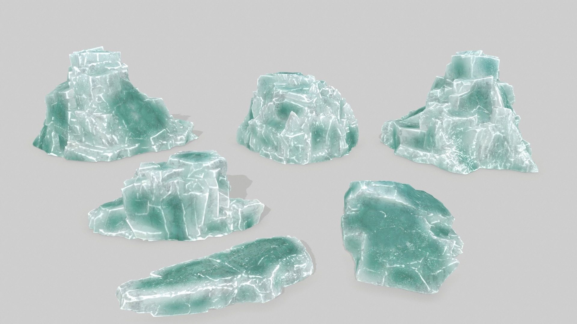Rock Set quartz crystal Low-poly 3D model_1