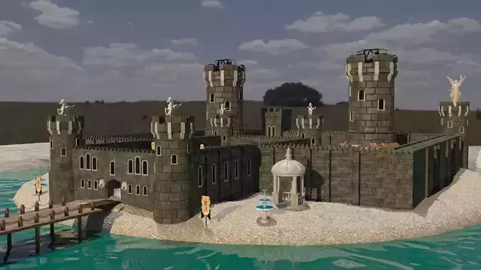 Modular Medieval Castle Exterior 3D model