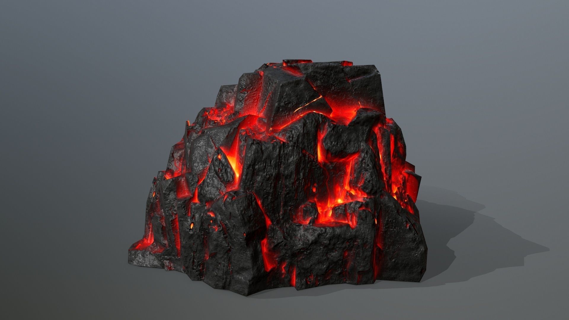 Rock Set piece of lava Low-poly 3D model_11