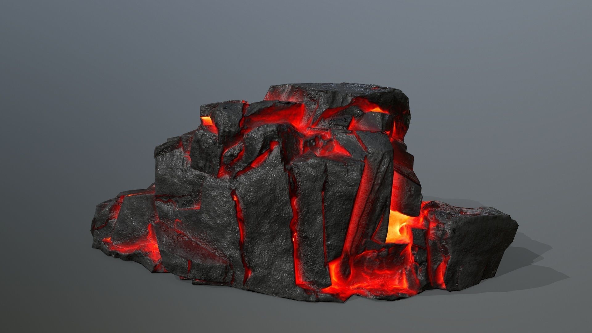Rock Set piece of lava Low-poly 3D model_6