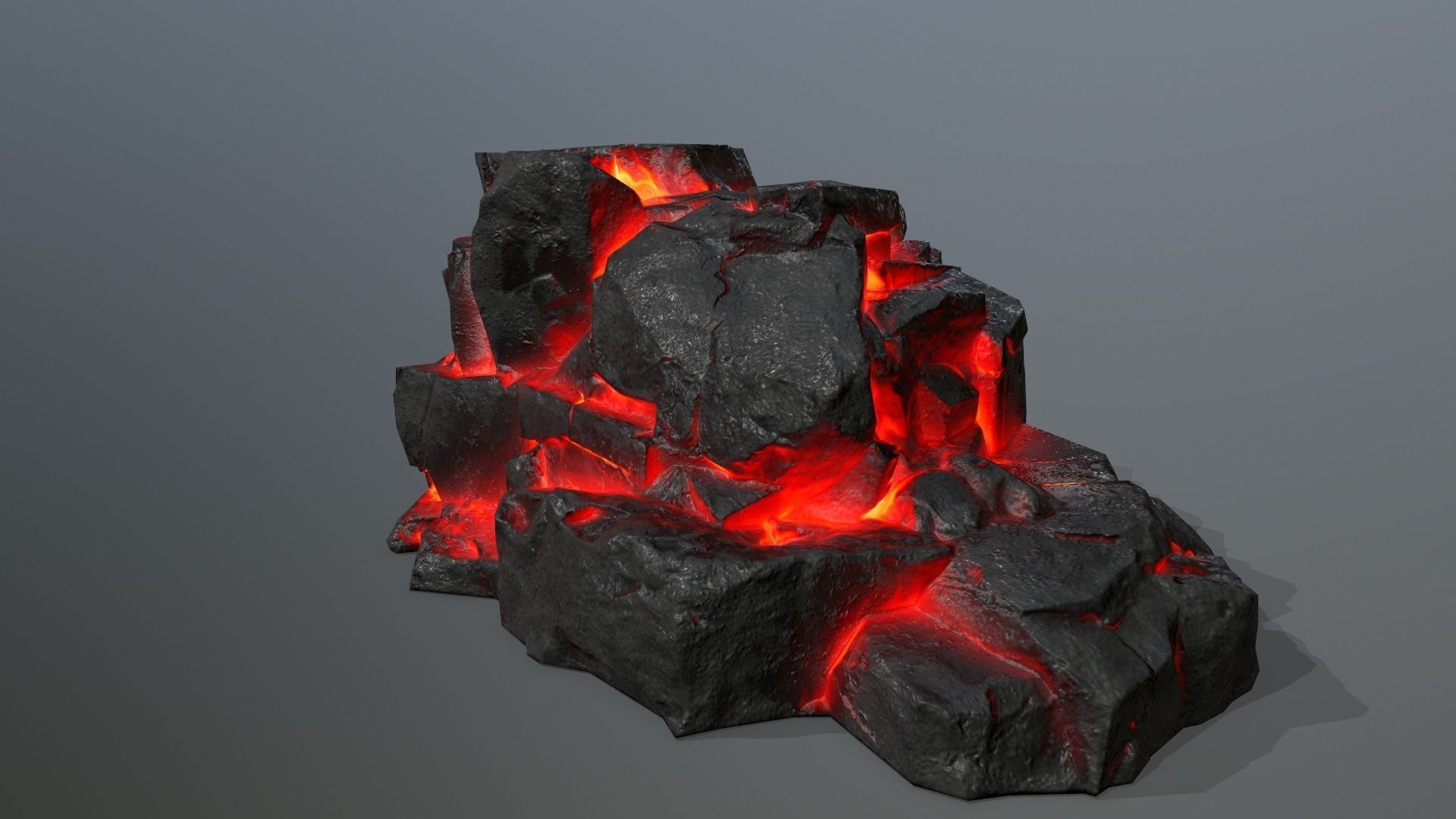 Rock Set piece of lava Low-poly 3D model_7