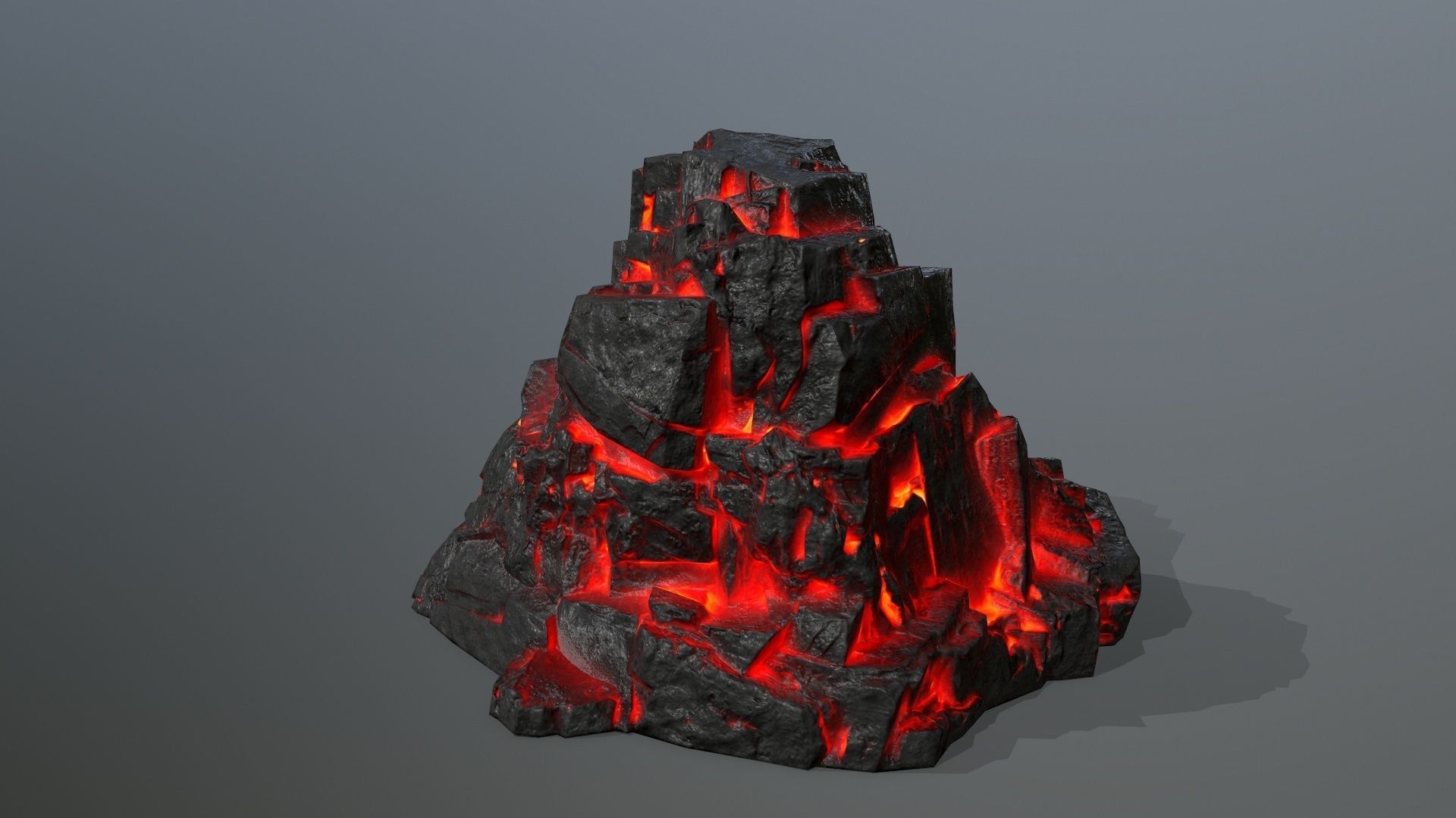 Rock Set piece of lava Low-poly 3D model_3