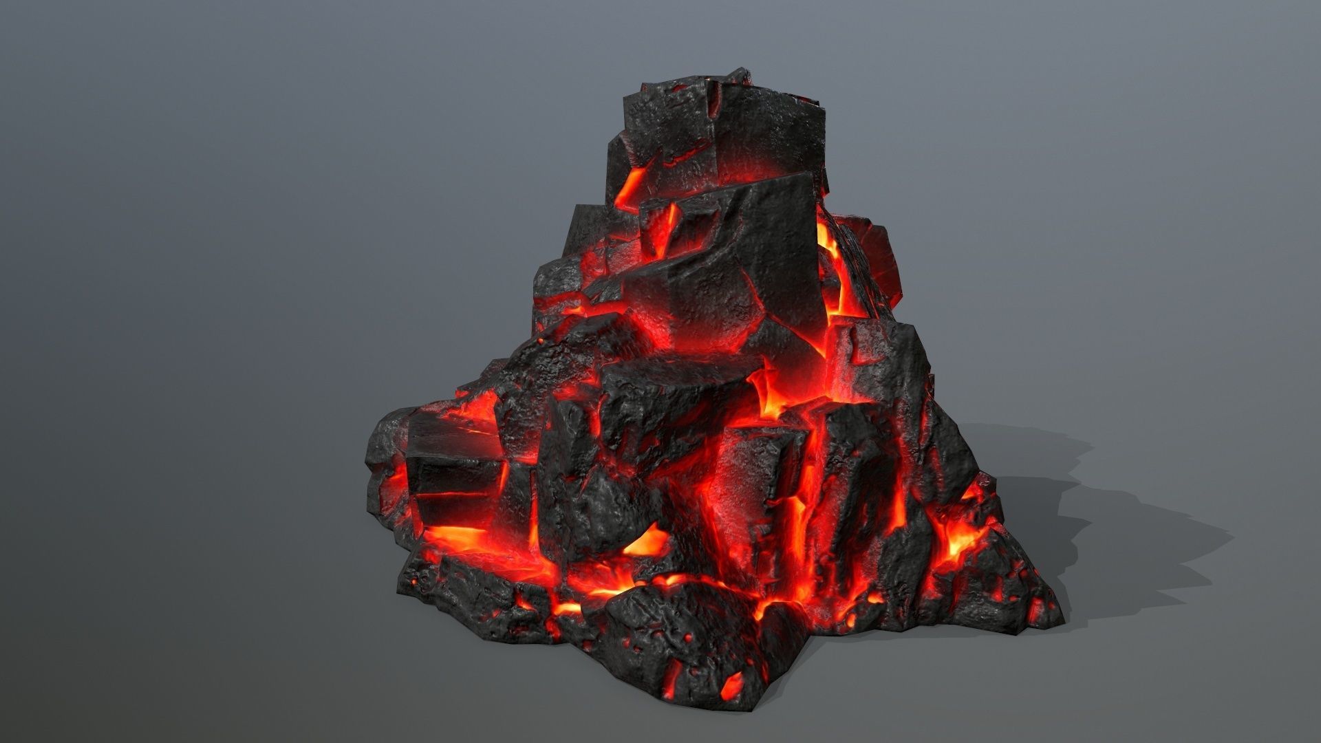 Rock Set piece of lava Low-poly 3D model_5