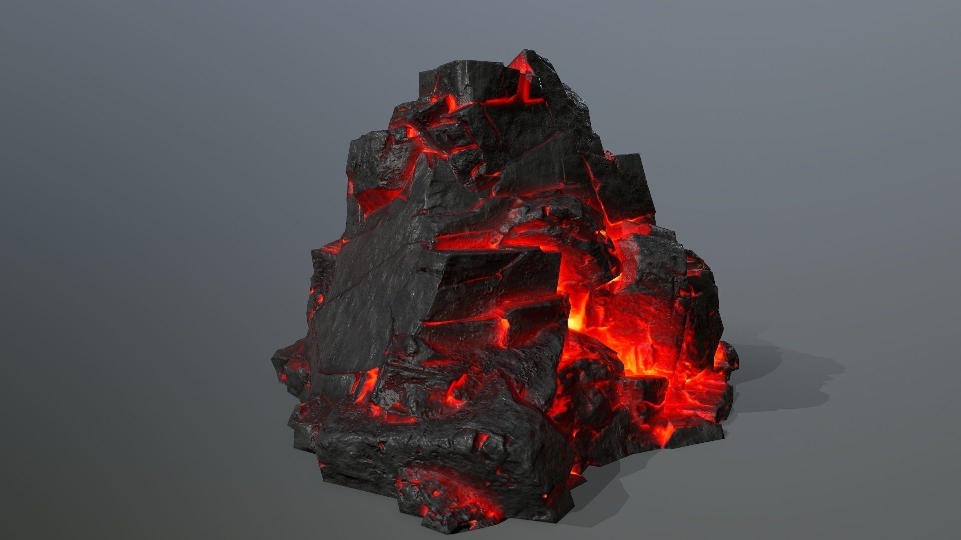 Rock Set piece of lava Low-poly 3D model_9