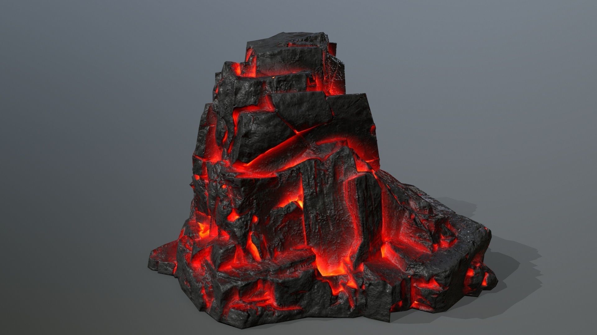 Rock Set piece of lava Low-poly 3D model_4