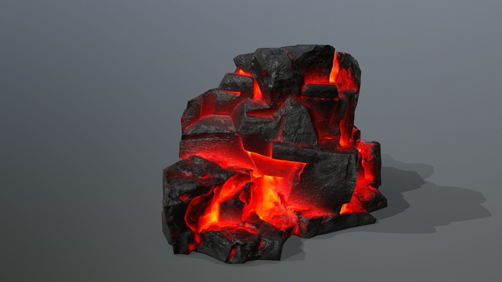 Rock Set piece of lava Low-poly 3D model_8
