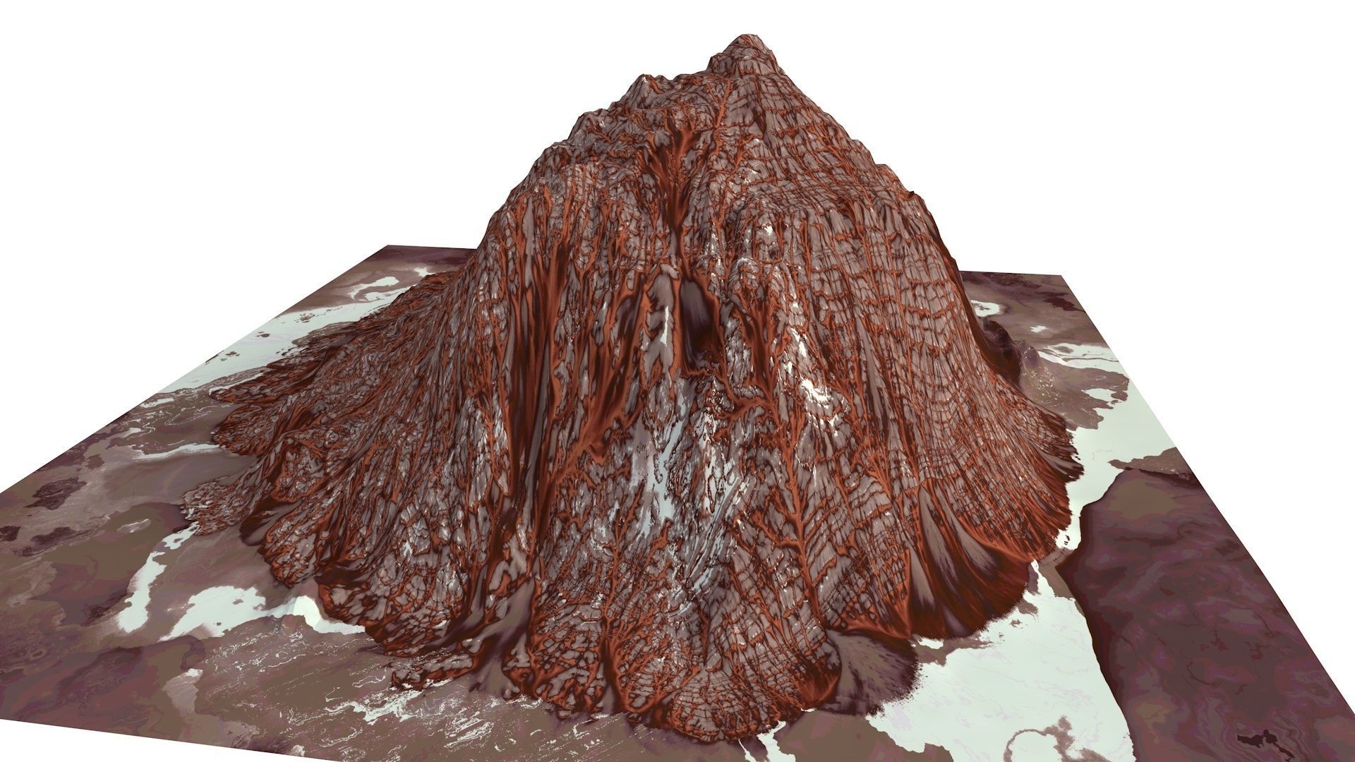 Red Snow ICE Mountain Canyon Desert Low Poly Terrain Rock 2 Low-poly 3D model_5