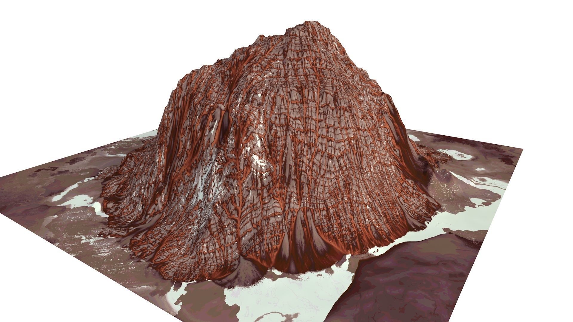 Red Snow ICE Mountain Canyon Desert Low Poly Terrain Rock 2 Low-poly 3D model_4