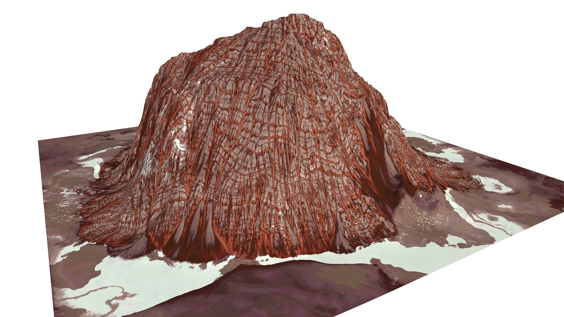 Red Snow ICE Mountain Canyon Desert Low Poly Terrain Rock 2 Low-poly 3D model_3
