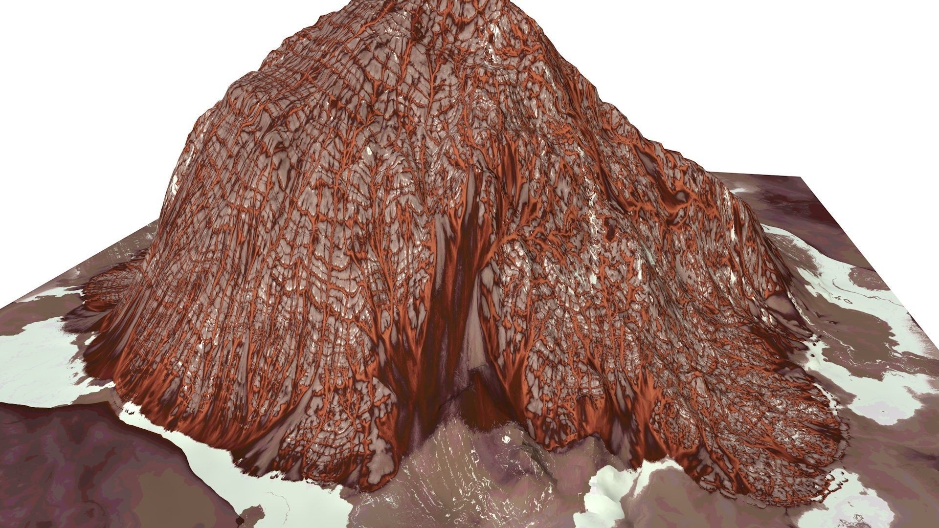 Red Snow ICE Mountain Canyon Desert Low Poly Terrain Rock 2 Low-poly 3D model_2