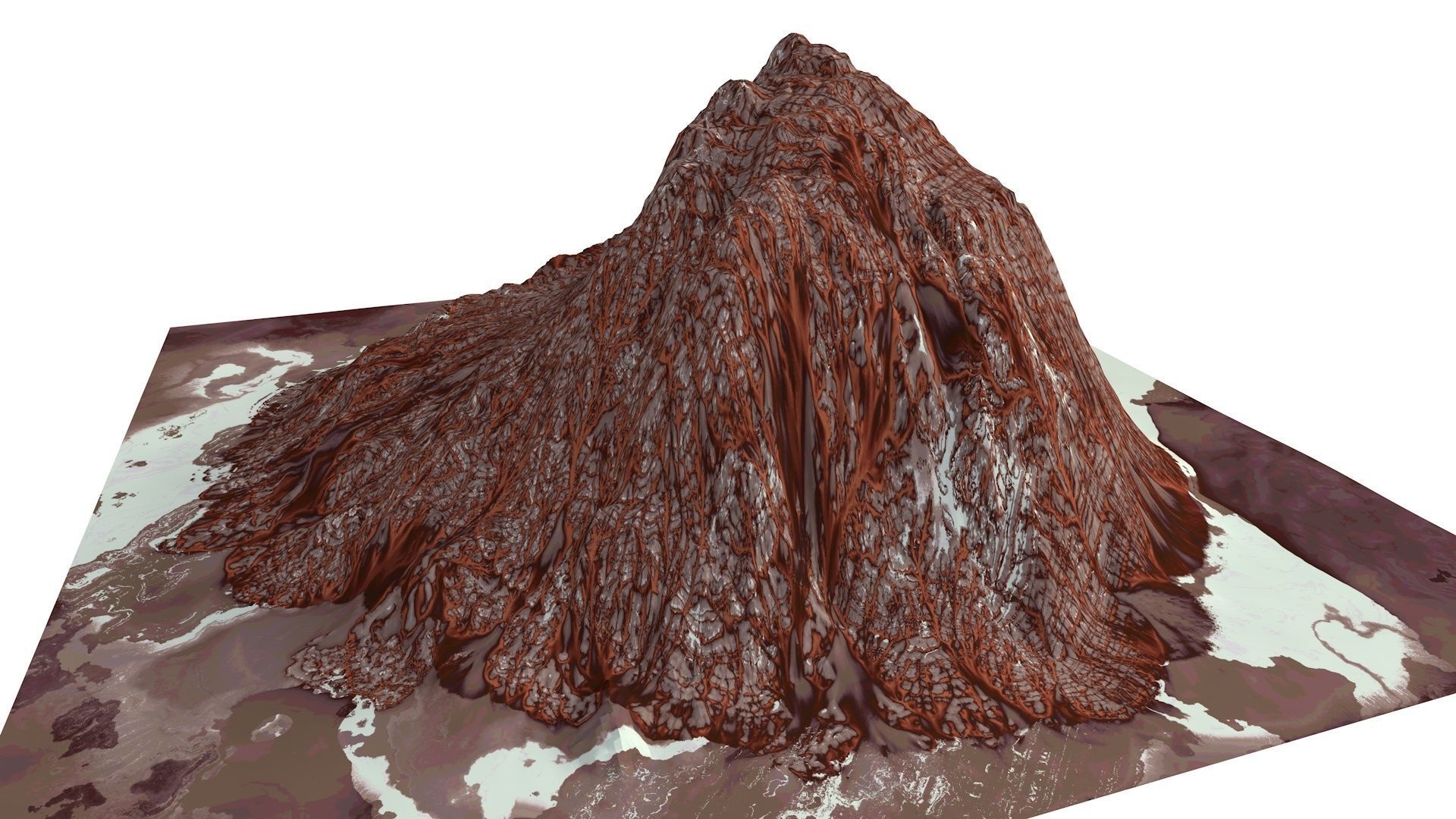 Red Snow ICE Mountain Canyon Desert Low Poly Terrain Rock 2 Low-poly 3D model_6