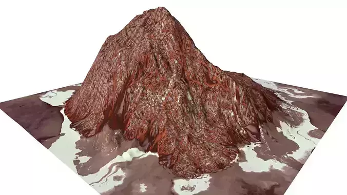 Red Snow ICE Mountain Canyon Desert Low Poly Terrain Rock 2