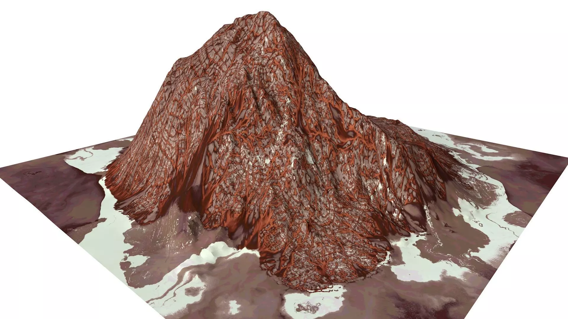 Red Snow ICE Mountain Canyon Desert Low Poly Terrain Rock 2 Low-poly 3D model_0