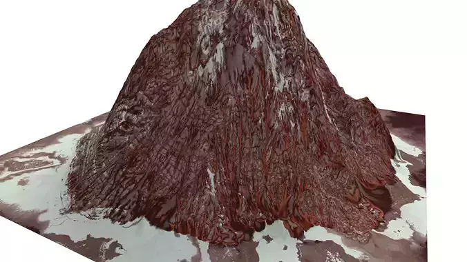 Red Snow ICE Mountain Canyon Desert Low Poly Terrain Rock 9