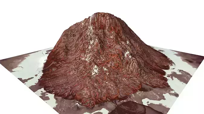 Red Snow ICE Mountain Canyon Desert Low Poly Terrain Rock 8